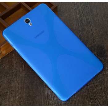 Силиконовый матовый полупрозрачный чехол с дизайнерской текстурой X для Samsung Galaxy Tab S3  Синий