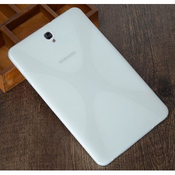 Силиконовый матовый полупрозрачный чехол с дизайнерской текстурой X для Samsung Galaxy Tab S3  Белый
