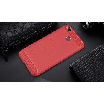 Матовый силиконовый чехол для Xiaomi RedMi 4X с текстурным покрытием металлик Красный