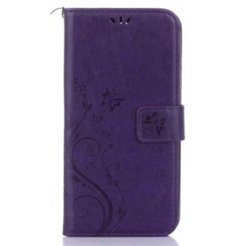 Чехол портмоне подставка текстура Цветы на силиконовой основе с отсеком для карт на магнитной защелке для Nokia 6  Фиолетовый