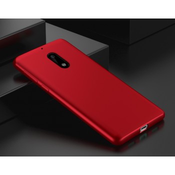 Силиконовый матовый непрозрачный чехол для Nokia 6 Красный