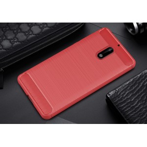Матовый силиконовый чехол для Nokia 6 с текстурным покрытием металлик Красный