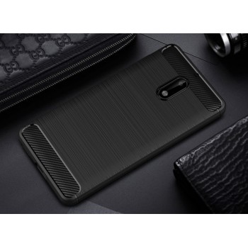 Матовый силиконовый чехол для Nokia 6 с текстурным покрытием металлик Черный