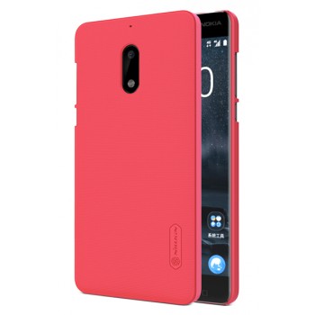 Пластиковый непрозрачный матовый нескользящий премиум чехол с повышенной шероховатостью для Nokia 6  Красный