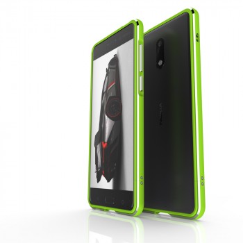 Металлический округлый бампер сборного типа на винтах для Nokia 6  Зеленый