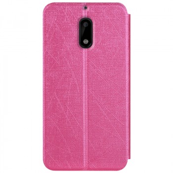 Чехол горизонтальная книжка подставка текстура Узоры на силиконовой основе для Nokia 6  Розовый