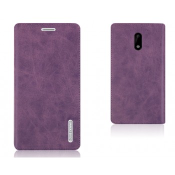 Винтажный чехол горизонтальная книжка подставка текстура Узоры на силиконовой основе и присосках с отсеком для карт для Nokia 6  Фиолетовый