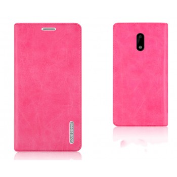 Винтажный чехол горизонтальная книжка подставка текстура Узоры на силиконовой основе и присосках с отсеком для карт для Nokia 6  Розовый
