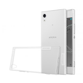 Силиконовый глянцевый полупрозрачный чехол с допзащитой торцов для Sony Xperia XA1 Белый