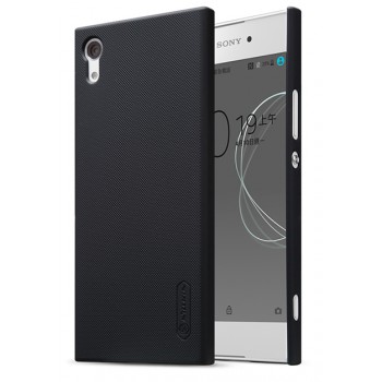 Пластиковый непрозрачный матовый нескользящий премиум чехол для Sony Xperia XA1 Черный