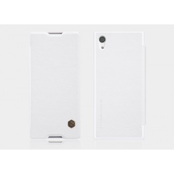 Кожаный чехол горизонтальная книжка на пластиковой основе для Sony Xperia XA1  Белый