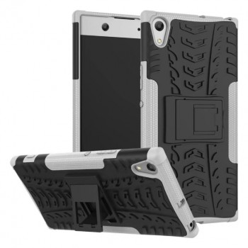 Противоударный двухкомпонентный силиконовый матовый непрозрачный чехол с поликарбонатными вставками экстрим защиты для Sony Xperia XA1 Белый