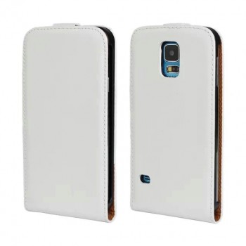 Чехол вертикальная книжка на пластиковой основе на магнитной защелке для Samsung Galaxy S5 (Duos) Белый