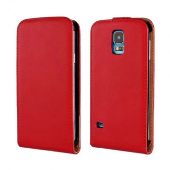 Чехол вертикальная книжка на пластиковой основе на магнитной защелке для Samsung Galaxy S5 (Duos) Красный
