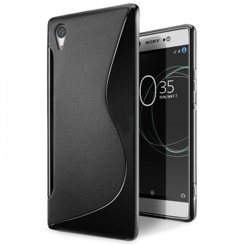 Силиконовый матовый непрозрачный чехол с дизайнерской текстурой S для Sony Xperia XA1 Ultra  Черный