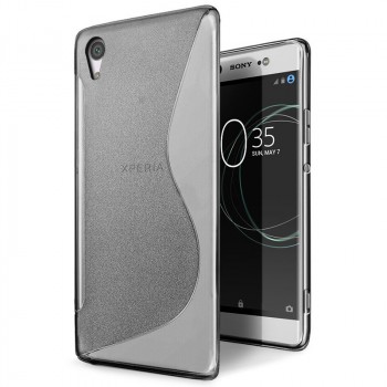 Силиконовый матовый непрозрачный чехол с дизайнерской текстурой S для Sony Xperia XA1 Ultra  Серый