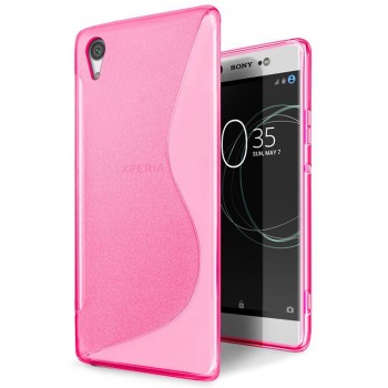 Силиконовый матовый непрозрачный чехол с дизайнерской текстурой S для Sony Xperia XA1 Ultra  Розовый