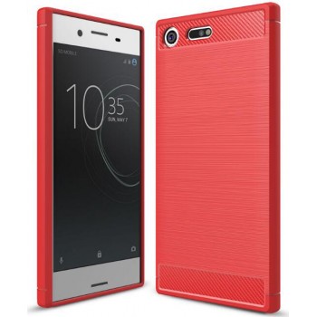 Силиконовый матовый непрозрачный чехол с текстурным покрытием Металлик для Sony Xperia XZ Premium Красный