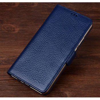 Кожаный чехол портмоне подставка (премиум нат. кожа) с крепежной застежкой для Asus ZenFone 3 Zoom  Синий