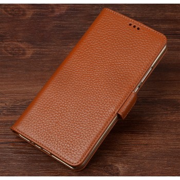 Кожаный чехол портмоне подставка (премиум нат. кожа) с крепежной застежкой для Asus ZenFone 3 Zoom  Бежевый