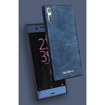 Силиконовый чехол накладка для Sony Xperia XZ с текстурой кожи Синий