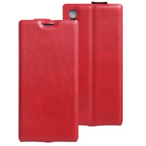 Чехол вертикальная книжка на силиконовой основе с отсеком для карт на магнитной защелке для Sony Xperia XZ/XZs Красный