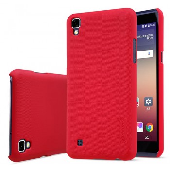 Пластиковый непрозрачный матовый нескользящий премиум чехол для LG X Power Красный