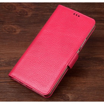 Кожаный чехол портмоне подставка (премиум нат. кожа) с крепежной застежкой для Nokia 3  Розовый