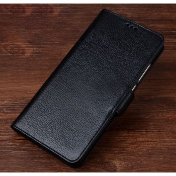 Кожаный чехол портмоне подставка (премиум нат. кожа) с крепежной застежкой для Nokia 3  Черный