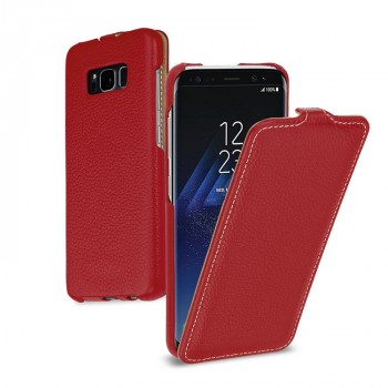 Кожаный чехол вертикальная книжка (премиум нат. кожа) для Samsung Galaxy S8  Красный