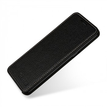 Кожаный чехол горизонтальная книжка (премиум нат. кожа) для Samsung Galaxy S8 Черный