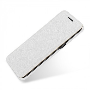 Кожаный чехол горизонтальная книжка (премиум нат. кожа) для Samsung Galaxy S8 Белый
