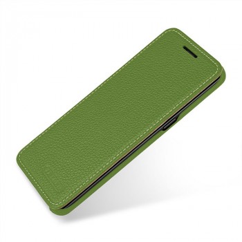 Кожаный чехол горизонтальная книжка (премиум нат. кожа) для Samsung Galaxy S8 Зеленый