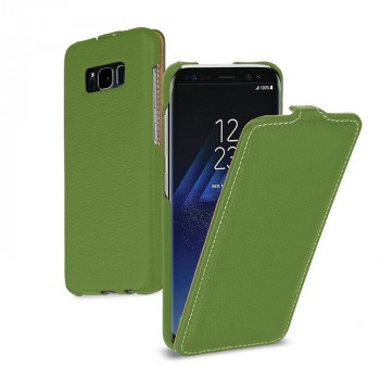 Кожаный чехол вертикальная книжка (премиум нат. кожа) для Samsung Galaxy S8 Plus  Зеленый