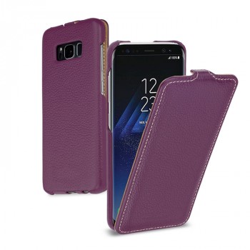 Кожаный чехол вертикальная книжка (премиум нат. кожа) для Samsung Galaxy S8 Plus  Фиолетовый