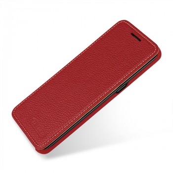 Кожаный чехол горизонтальная книжка (премиум нат. кожа) для Samsung Galaxy S8 Plus  Красный