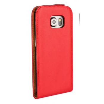Чехол вертикальная книжка на пластиковой основе на магнитной защелке для Samsung Galaxy S6 Edge Красный