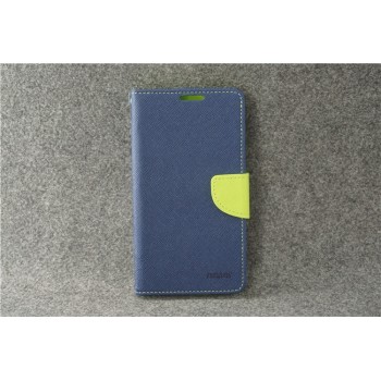 Чехол горизонтальная книжка подставка на силиконовой основе с отсеком для карт на магнитной защелке для LG K10 (2017)  Синий