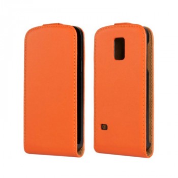 Чехол вертикальная книжка на пластиковой основе на магнитной защелке для Samsung Galaxy S5 Mini Оранжевый
