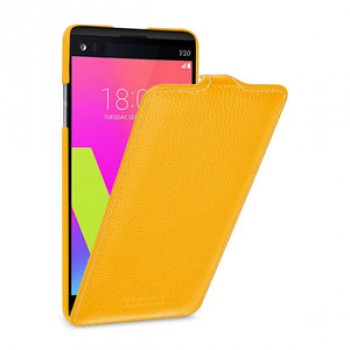 Кожаный чехол вертикальная книжка (премиум нат. кожа) для LG V20 Желтый