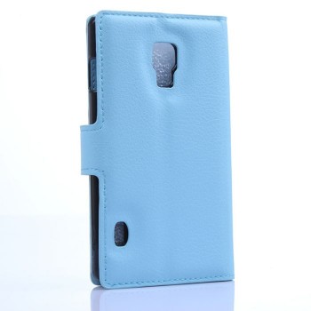 Чехол портмоне подставка на пластиковой основе с отсеком для карт на магнитной защелке для LG Optimus L7 2 II Голубой