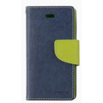 Чехол портмоне подставка на силиконовой основе с тканевым покрытием на дизайнерской магнитной защелке для HTC One X10  Синий