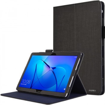 Чехол книжка подставка с рамочной защитой экрана и крепежом для стилуса для Huawei MediaPad T3 10 Черный