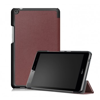 Сегментарный чехол книжка подставка на непрозрачной поликарбонатной основе для Huawei MediaPad T3 8 Коричневый