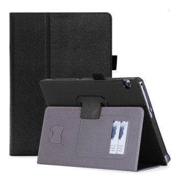 Чехол книжка подставка с рамочной защитой экрана, крепежом для стилуса, отсеком для карт и поддержкой кисти для Huawei MediaPad T3 10 Черный