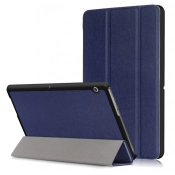 Сегментарный чехол книжка подставка на непрозрачной поликарбонатной основе для Huawei MediaPad T3 10 Синий