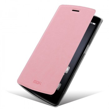Глянцевый чехол горизонтальная книжка подставка на силиконовой основе для OnePlus One Розовый