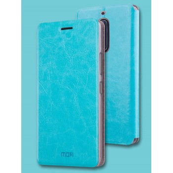 Винтажный чехол горизонтальная книжка подставка на силиконовой основе для Nokia 5 Голубой