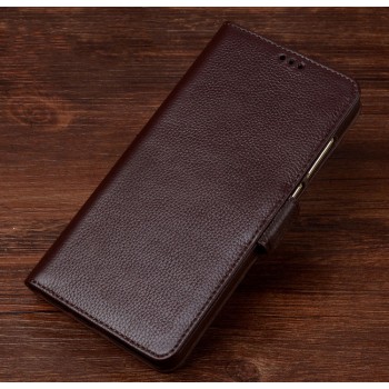 Кожаный чехол портмоне подставка (премиум нат. кожа) с крепежной застежкой для OnePlus 5  Коричневый