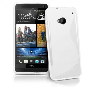 Силиконовый матовый полупрозрачный чехол с нескользящими гранями и дизайнерской текстурой S для HTC One (M7) One SIM (Для модели с одной сим-картой)